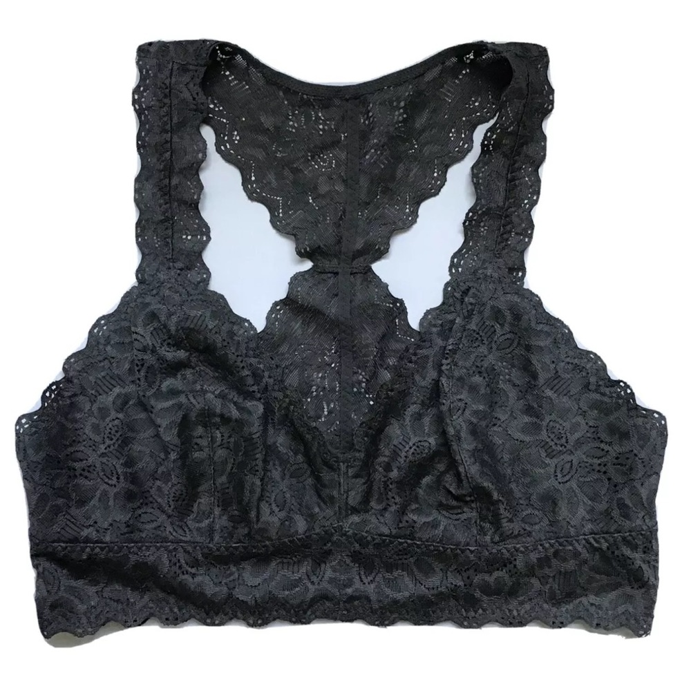 Jezebel Gray Lace Racerback Bralette Bra Med NEW